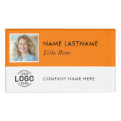 カスタムフォトIDロゴ磁気大オレンジ白 名札 (正面)