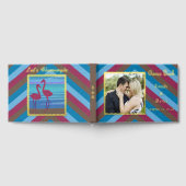 カスタムフォトLet's Flamingle金箔ストライプの結婚 ゲストブック (全面)