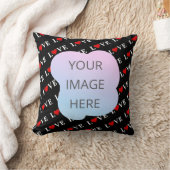 カスタムフォトLOVEとハートブモダンロエレガントック クッション (ブランケット)