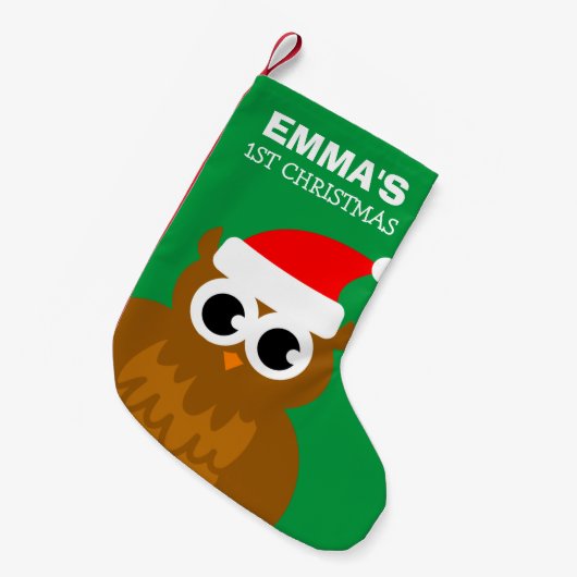 カスタムフクロウ漫画第1回クリスマスストッキングベビー スモールクリスマスストッキング (正面 (吊り時))