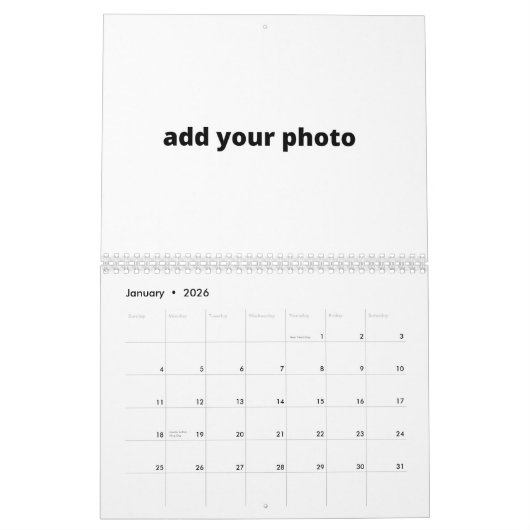 カスタムフパーソナライズされたォトロゴを追加  カレンダー (1月 2026)