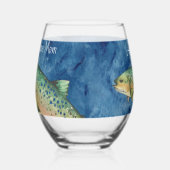 カスタムフライ漁師の母のギフト反転素晴らし ステムなしワイングラス (左)