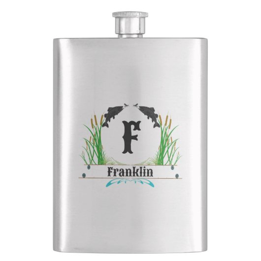 カスタムフライ釣りシールオン フラスク (正面)