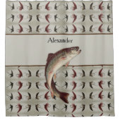 カスタムフライ釣りヴィンテージフライ シャワーカーテン (正面)