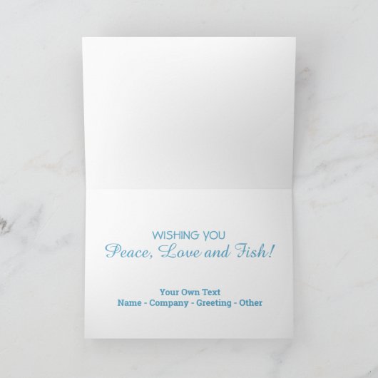 カスタムフライ釣り"フィッシュマス"雪の冬の休日 カード (内部)