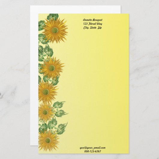 カスタムフラクタルアートワークの花の縁ど葉 便箋 (正面/裏面)