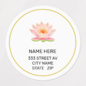 カスタムフラワーオンホワイト住所 シール (デザイン2)