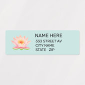 カスタムフラワーオンライトブルー住所 シール (デザイン2)