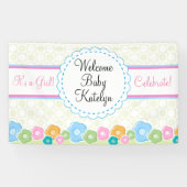 カスタムフラワーガーデンガールベビーシャワーバナー 横断幕 (横)