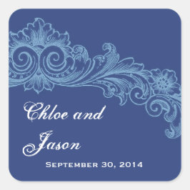カスタムフランスのとベビーブルー結婚ズ スクエアシール