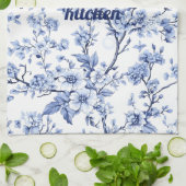 カスタムフランスのエレガントヴィンテージ青フローラギフト キッチンタオル (折り畳み)