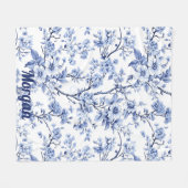 カスタムフランスのエレガントヴィンテージ青フローラギフト フリースブランケット (正面(横))