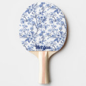 カスタムフランスのエレガントヴィンテージ青フローラギフト 卓球ラケット (正面)
