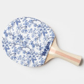 カスタムフランスのエレガントヴィンテージ青フローラギフト 卓球ラケット (横)