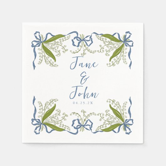 カスタムフランスのフローラ結婚ナプキンス スタンダードカクテルナプキン (正面)