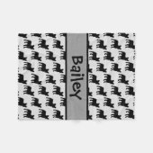 カスタムフランスのブルドッグシルエット フリースブランケット (正面(横))