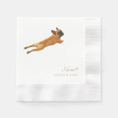 カスタムフランスのペットブ結婚ルドッグ 縁ありカクテルナプキン (正面)