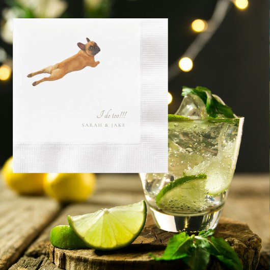 カスタムフランスのペットブ結婚ルドッグ 縁ありカクテルナプキン