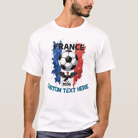 カスタムフランス代表サッカーチームファン Tシャツ (正面)
