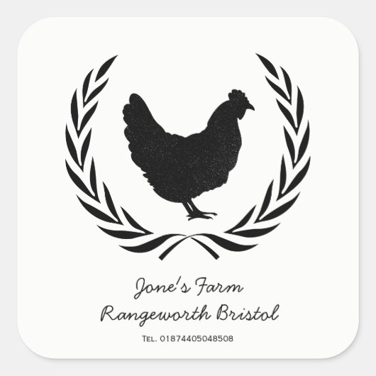 カスタムフリー卵カートンラベル農場生卵 スクエアシール (正面)