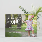 カスタムフルフォトガールファースト誕生日招待状 招待状 (スタンド正面)