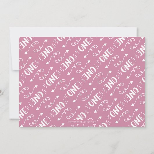 カスタムフルフォトガールファースト誕生日招待状 招待状 (裏面)