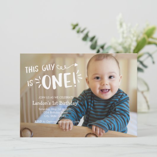 カスタムフルフォトファースト誕生日招待状 招待状 (スタンド正面)