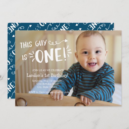 カスタムフルフォトファースト誕生日招待状 招待状 (正面/裏面)