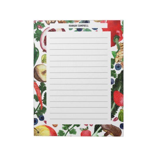カスタムフルーツベギーの水の色の食料品縁どのリスト ノートパッド (回転)