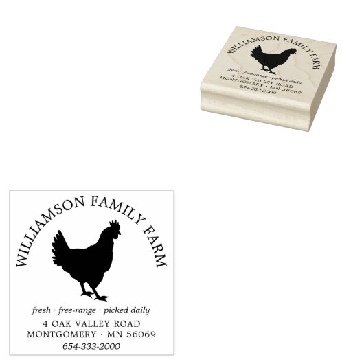 カスタムフレッシュエッグズファミリーファーム差出人住所 ラバースタンプ (押印)