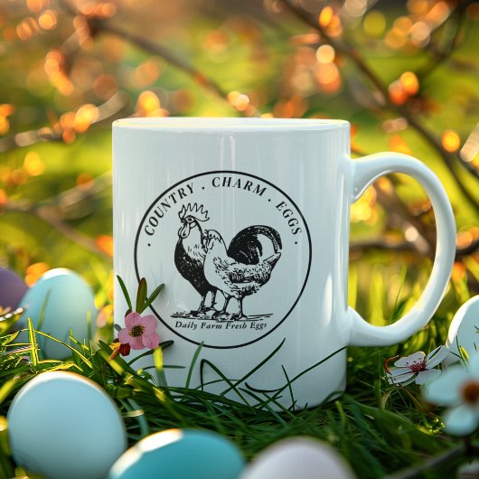カスタムフレッシュオーガニックエッグズファームハウスビジネス コーヒーマグカップ