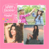 カスタムフレンドハッピーバースデーフォトコラージュ シール (正面)