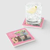 カスタムフレンドハッピーバースデーフォトコラージュ ストーンコースター (横)