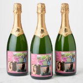 カスタムフレンドハッピーバースデーフォトコラージュ スパークリングワインラベル (ボトル)