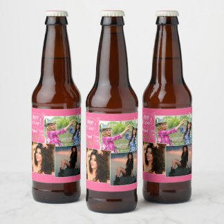 カスタムフレンドハッピーバースデーフォトコラージュ ビールラベル