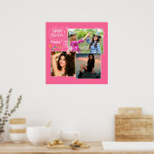 カスタムフレンドハッピーバースデーフォトコラージュ ポスター (キッチン)