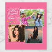 カスタムフレンドハッピーバースデーフォトコラージュ ワインラベル (シングルラベル)