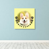 カスタムフレームドッグポートレート キャンバスプリント (インサイチュ (ウッドフロア))