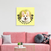 カスタムフレームドッグポートレート キャンバスプリント (インサイチュ (リビング))