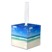 カスタムフロリダシティビーチトリップフォトキープサケ キューブオーナメント (正面アングル)