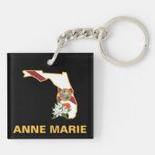 カスタムフロリダ州旗州フラワーオレンジブロッサム キーホルダー (裏面)