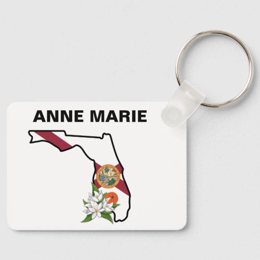 カスタムフロリダ州旗州フラワーオレンジブロッサム キーホルダー (正面)