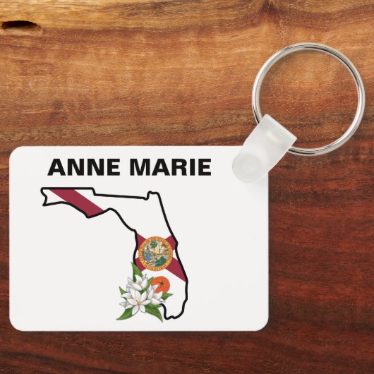 カスタムフロリダ州旗州フラワーオレンジブロッサム キーホルダー (正面)
