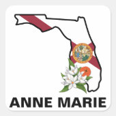 カスタムフロリダ州旗州フラワーオレンジブロッサム スクエアシール (正面)