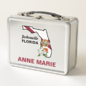 カスタムフロリダ州旗州フラワーオレンジブロッサム メタルランチボックス (正面)