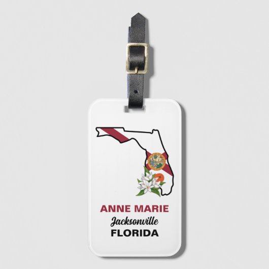 カスタムフロリダ州旗州フラワーオレンジブロッサム ラゲッジタグ (正面縦)