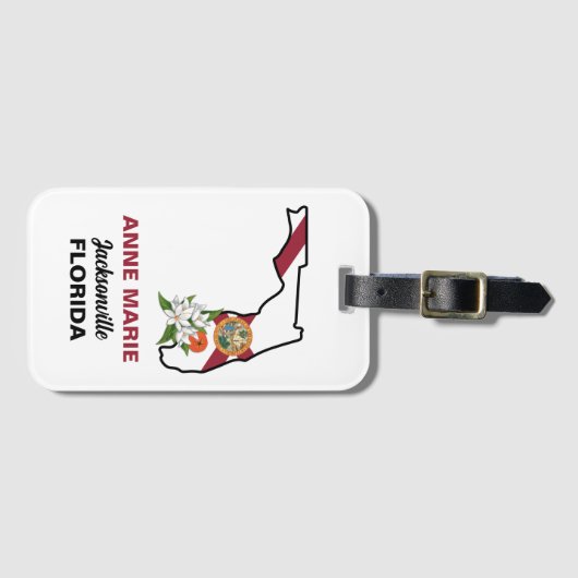 カスタムフロリダ州旗州フラワーオレンジブロッサム ラゲッジタグ (正面横)