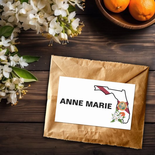 カスタムフロリダ州旗州フラワーオレンジブロッサム 長方形シール