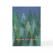 カスタムフロント雪クリスマスツリークリスマスカード