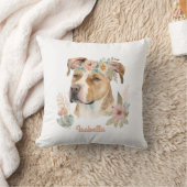カスタムフローラかわいい水色ピットブル犬 クッション (ブランケット)